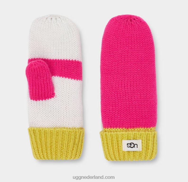kinderen neonroze multi UGG set met muts en handschoenen met kleurvlakken 686ZP1764
