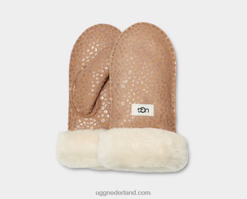 kinderen sprankelende stip kastanje UGG Sparkle dot schapenvacht want 686ZP251