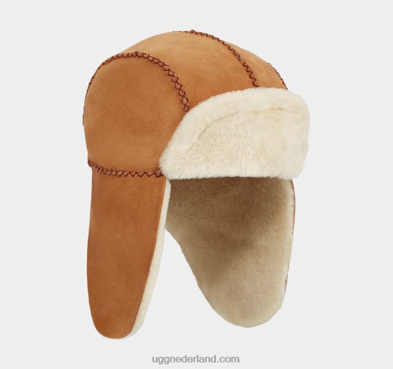 kinderen kastanje UGG schapenvacht trapper met steek 686ZP1781