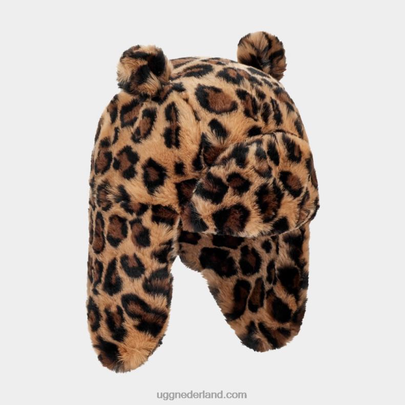 kinderen natuurlijk vlekkerig UGG pelsjager van imitatiebont met oren 686ZP1758
