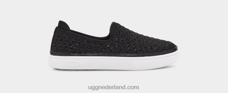 kinderen zwart metallic breiwerk UGG caplan instapper 686ZP1787