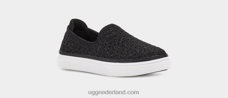 kinderen zwart metallic breiwerk UGG caplan instapper 686ZP1787
