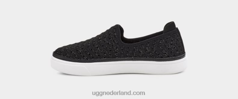 kinderen zwart metallic breiwerk UGG caplan instapper 686ZP1787