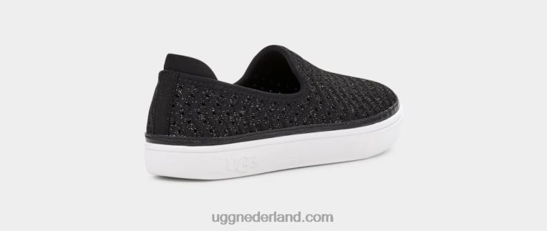 kinderen zwart metallic breiwerk UGG caplan instapper 686ZP1787