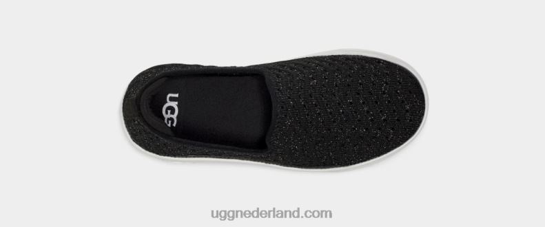 kinderen zwart metallic breiwerk UGG caplan instapper 686ZP1787