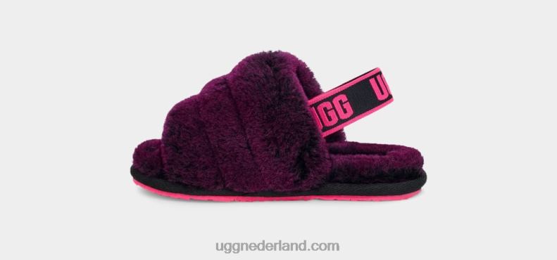 peuters zwart/roze UGG pluis ja schuif 686ZP1996