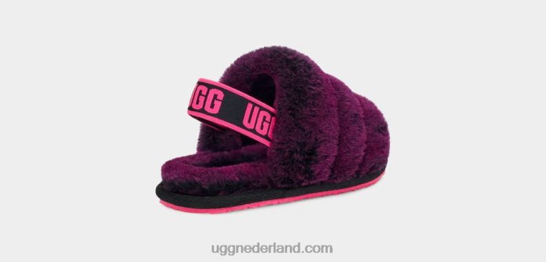 peuters zwart/roze UGG pluis ja schuif 686ZP1996