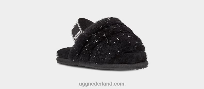peuters zwart UGG pluis ja metallic schittering 686ZP1995