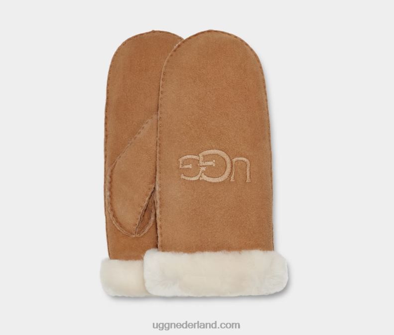 vrouwen kastanje UGG shearling borduur want 686ZP1369