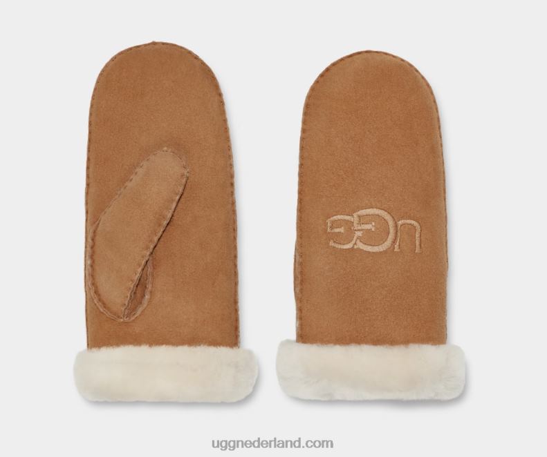vrouwen kastanje UGG shearling borduur want 686ZP1369