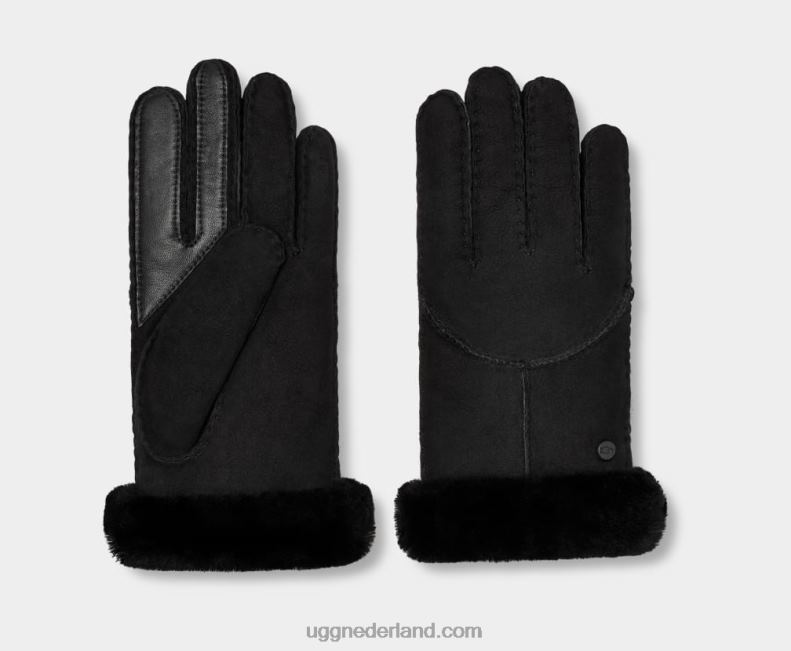 vrouwen zwart UGG handschoen van schapenvacht 686ZP1268