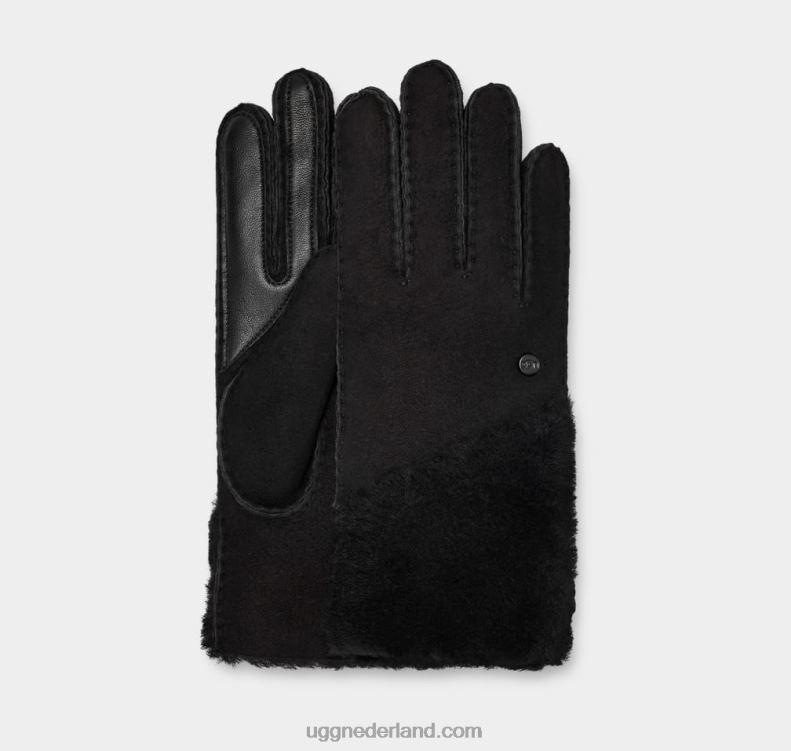 vrouwen zwart UGG schapenvacht handschoen met ritssluiting 686ZP144