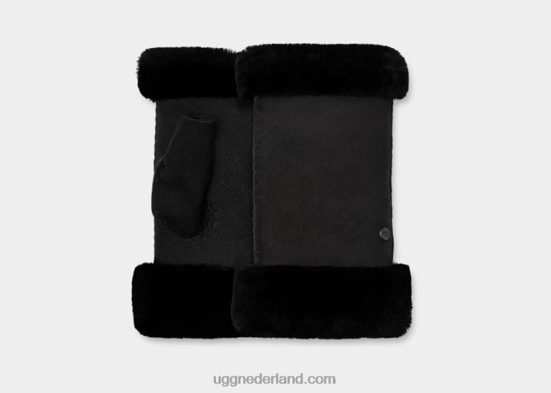 vrouwen zwart UGG vingerloze handschoen van schapenvacht 686ZP1253