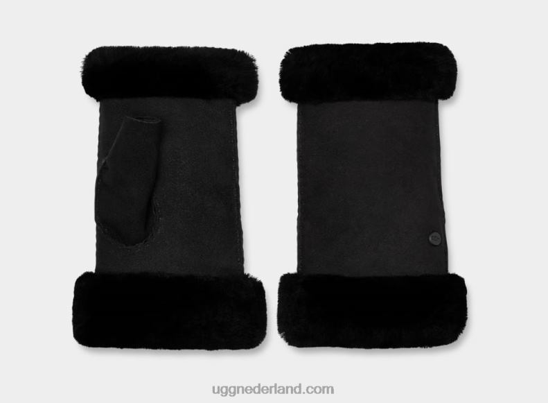 vrouwen zwart UGG vingerloze handschoen van schapenvacht 686ZP1253