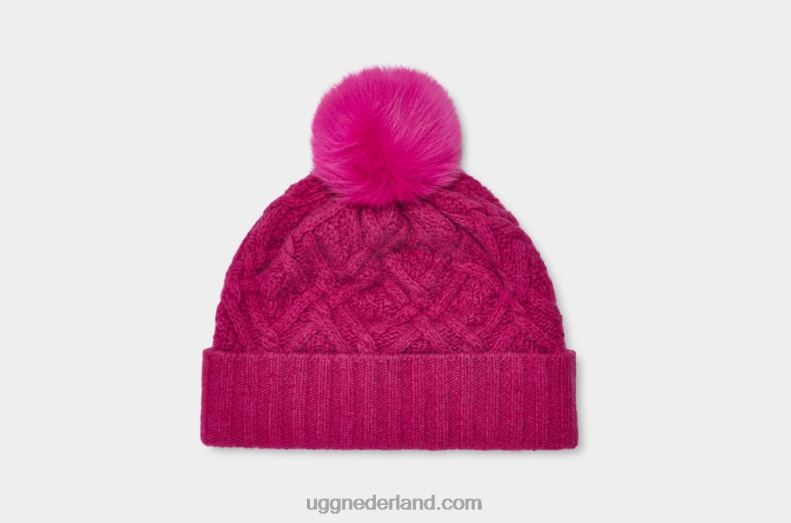 vrouwen Very berry UGG desmond kabel gebreide pom muts 686ZP1245