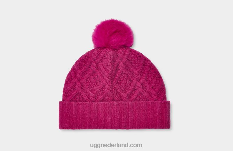 vrouwen Very berry UGG desmond kabel gebreide pom muts 686ZP1245