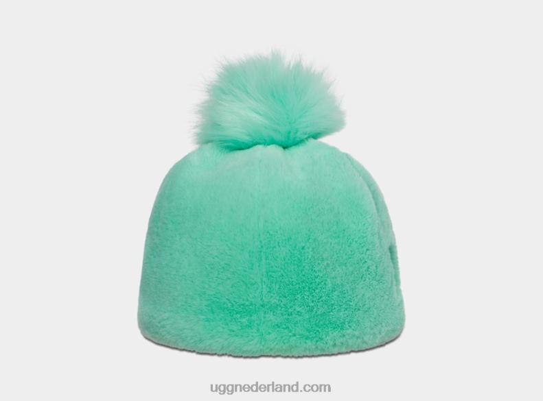 vrouwen bleke smaragd UGG muts van imitatiebont met pom 686ZP1216