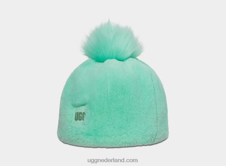 vrouwen bleke smaragd UGG muts van imitatiebont met pom 686ZP1216