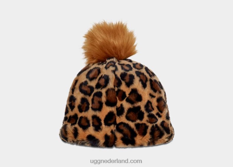 vrouwen natuurlijk vlekkerig UGG muts van imitatiebont met pom 686ZP1215
