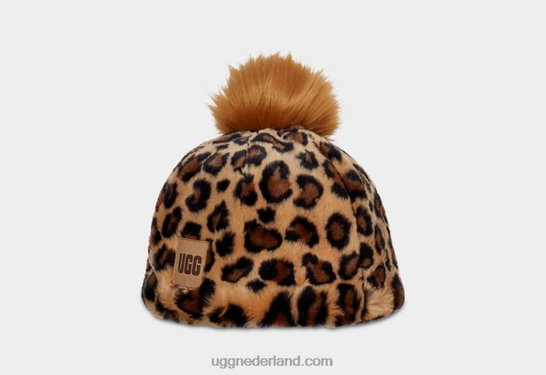 vrouwen natuurlijk vlekkerig UGG muts van imitatiebont met pom 686ZP1215