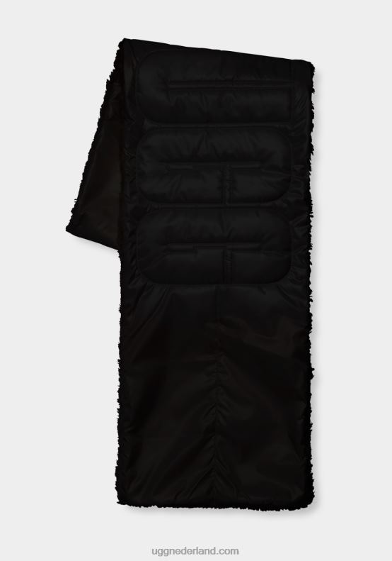 vrouwen zwart UGG Sherpa puffer logo sjaal 686ZP1267