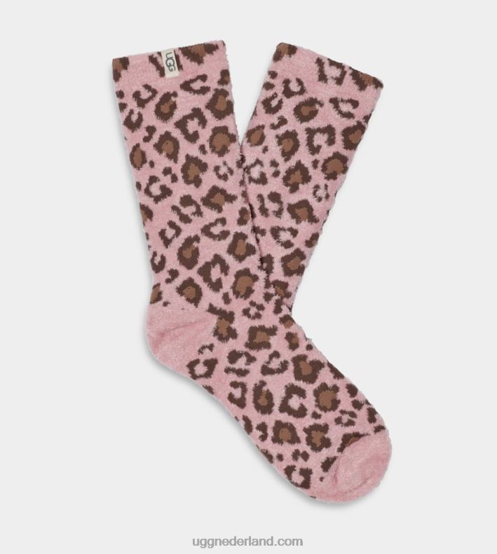 vrouwen klei roze luipaard UGG leslie grafische crew sok 686ZP650