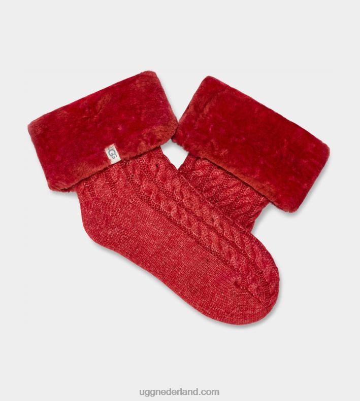 vrouwen lint rood UGG lita fleece gevoerde sok 686ZP771