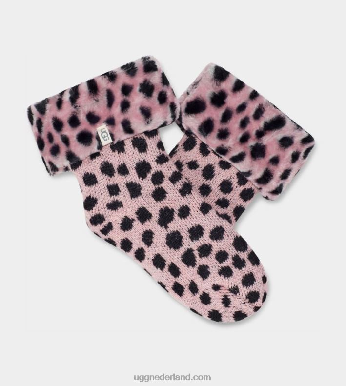 vrouwen roze sint-jakobsschelp cheetah UGG lita fleece gevoerde sok 686ZP770
