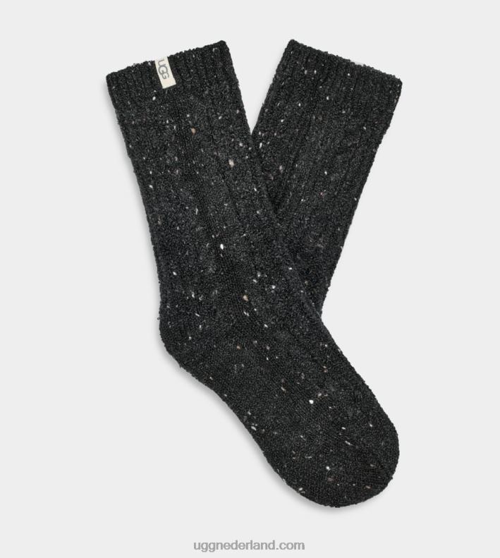 vrouwen zwart gespikkeld UGG radell kabel gebreide crew sok 686ZP683