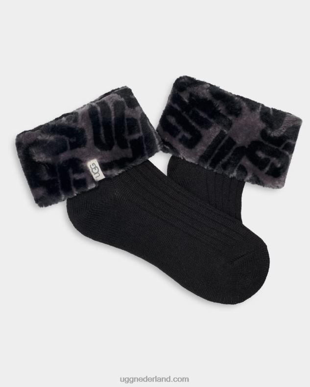 vrouwen zwart monogram UGG lita sok ii 686ZP410