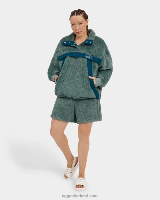 vrouwen aloë vera/nachtblauw UGG gayel sherpa halve snap 686ZP1287