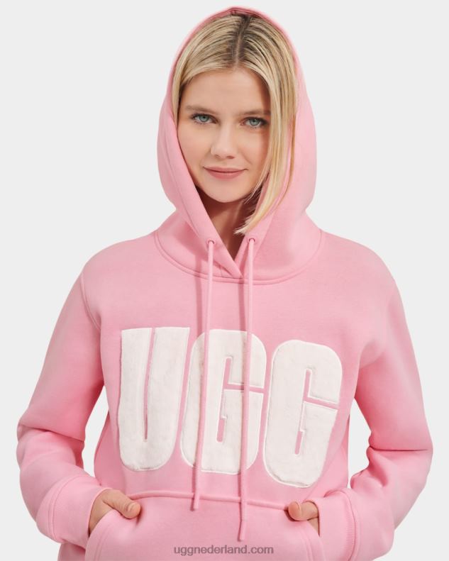 vrouwen bloeien UGG grijze hoodie met fuzzy logo 686ZP900