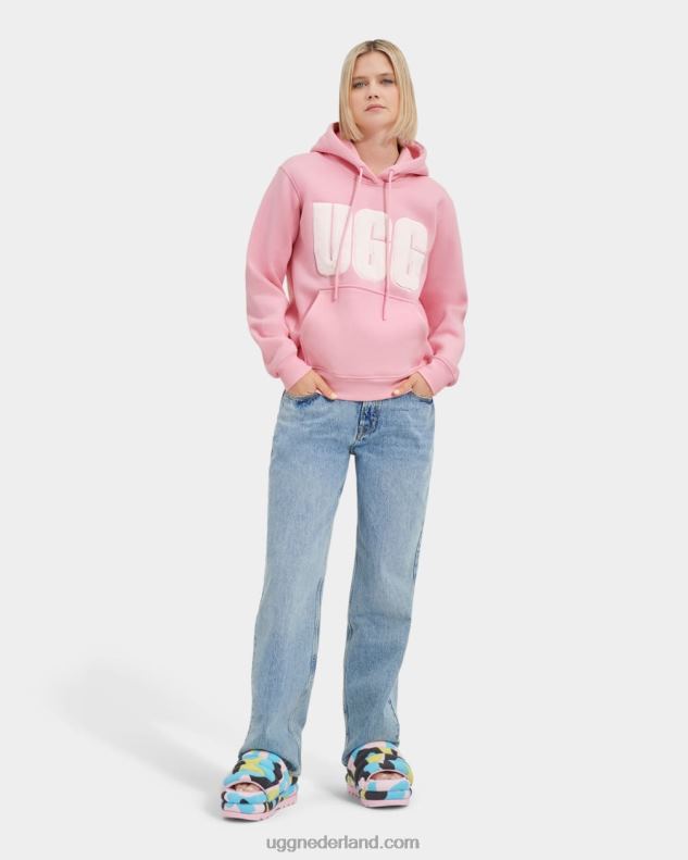 vrouwen bloeien UGG grijze hoodie met fuzzy logo 686ZP900