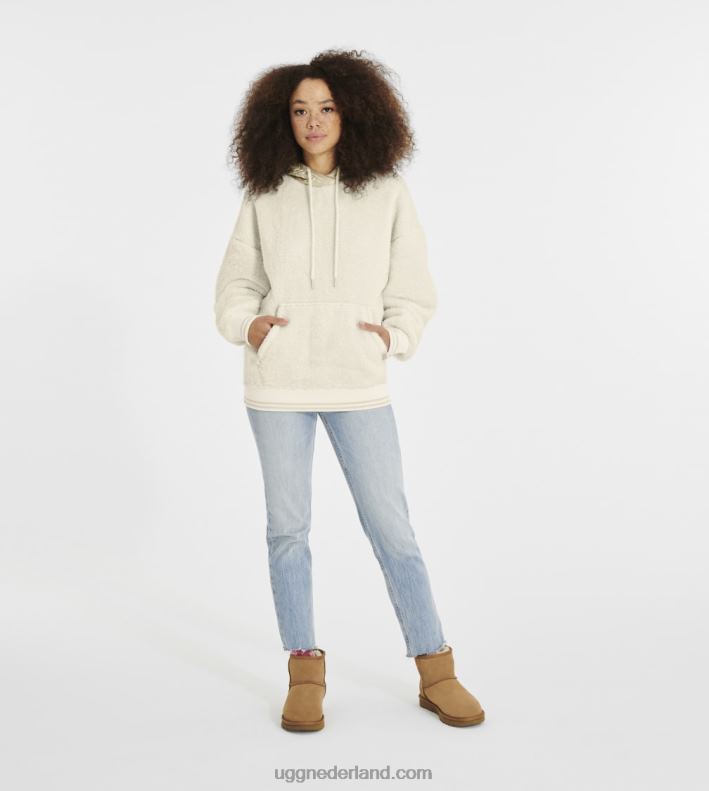 vrouwen creme/goud UGG loyra sherpa hoodie metallic 686ZP1373