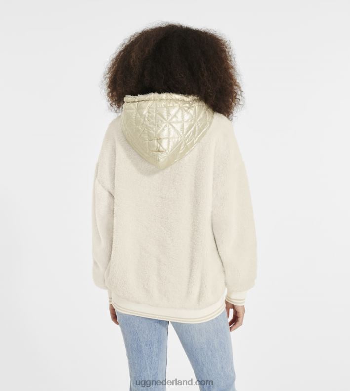 vrouwen creme/goud UGG loyra sherpa hoodie metallic 686ZP1373