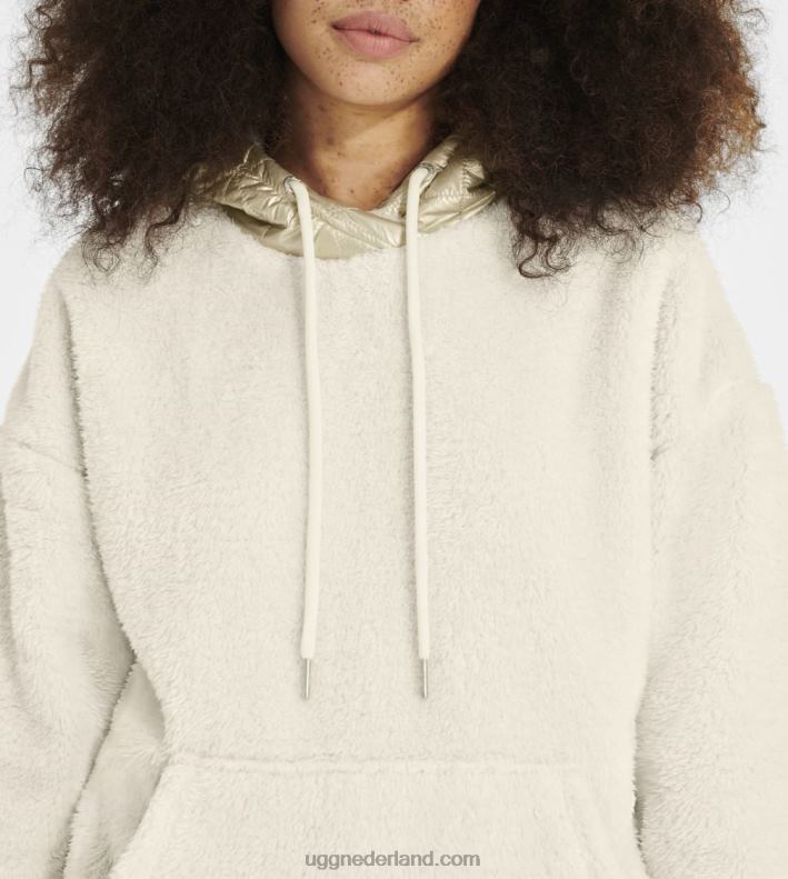 vrouwen creme/goud UGG loyra sherpa hoodie metallic 686ZP1373
