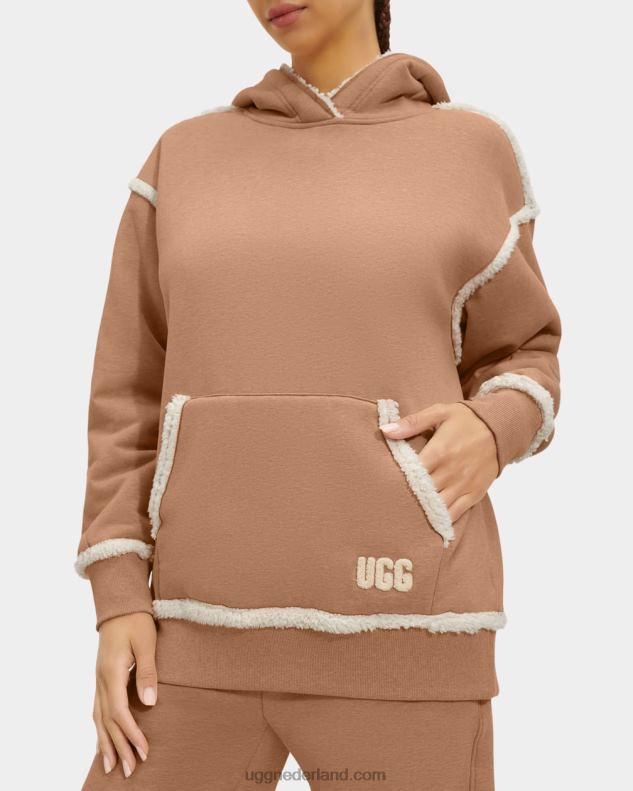 vrouwen heide kameel UGG joanne gebonden fleece hoodie 686ZP2282