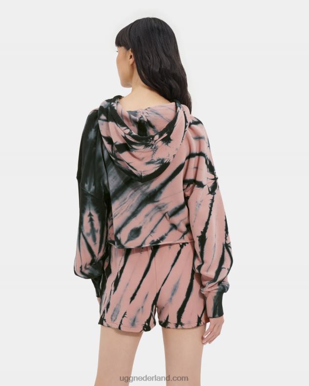 vrouwen houtroos UGG Keira cropped hoodie met tie-dye 686ZP128