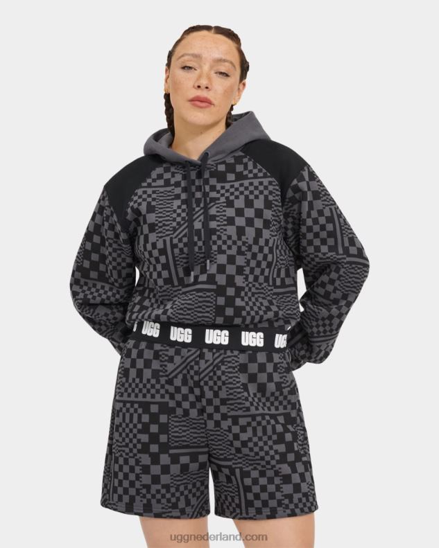 vrouwen kolen / zwarte cheques UGG mallory cropped hoodie geruit 686ZP1236