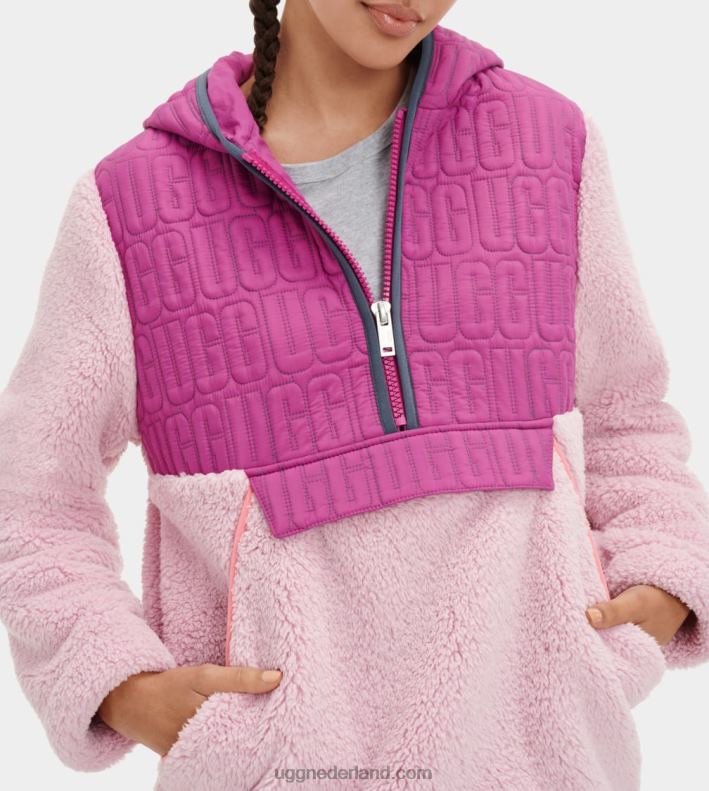 vrouwen lavendel bries multi UGG iggy sherpa pullover met halve rits 686ZP2239