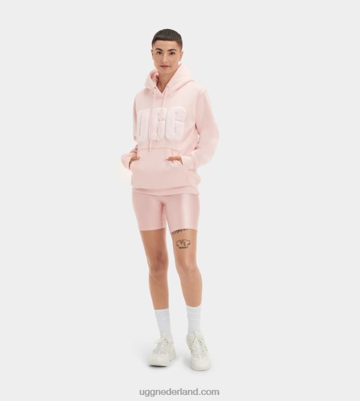 vrouwen lotusbloem UGG grijze hoodie met fuzzy logo 686ZP902