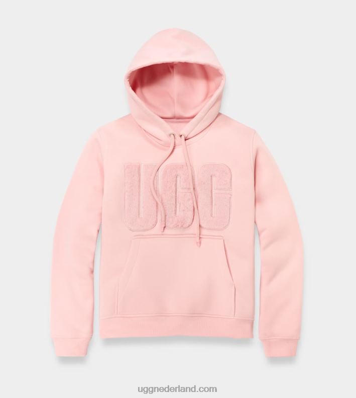 vrouwen lotusbloem UGG grijze hoodie met fuzzy logo 686ZP902