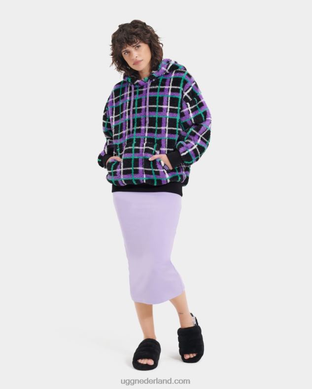 vrouwen mosselschelp geruite punk UGG loyra sherpa hoodie 686ZP1284