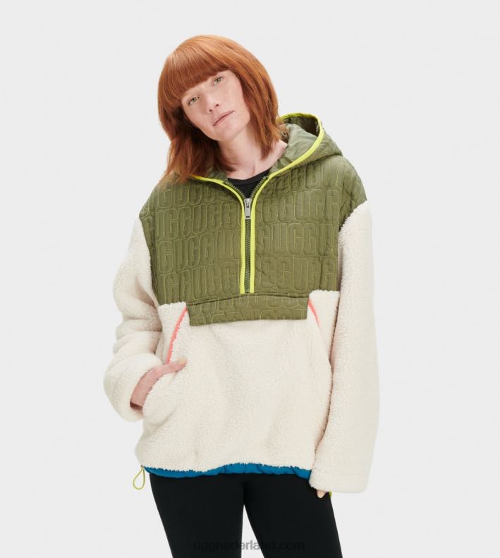 vrouwen natuurlijke multi UGG iggy sherpa pullover met halve rits 686ZP2238