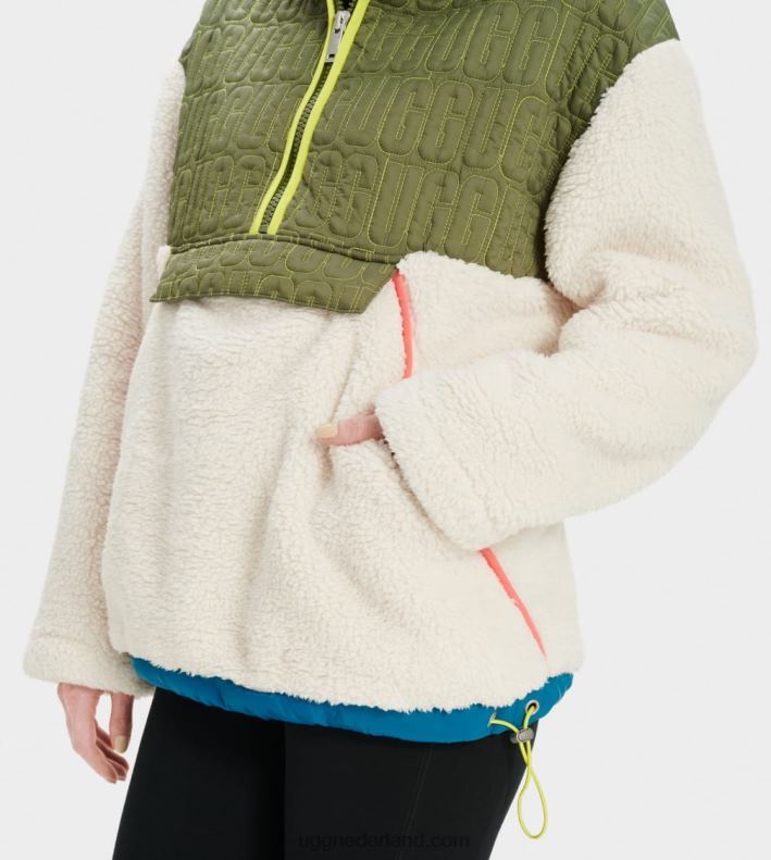 vrouwen natuurlijke multi UGG iggy sherpa pullover met halve rits 686ZP2238
