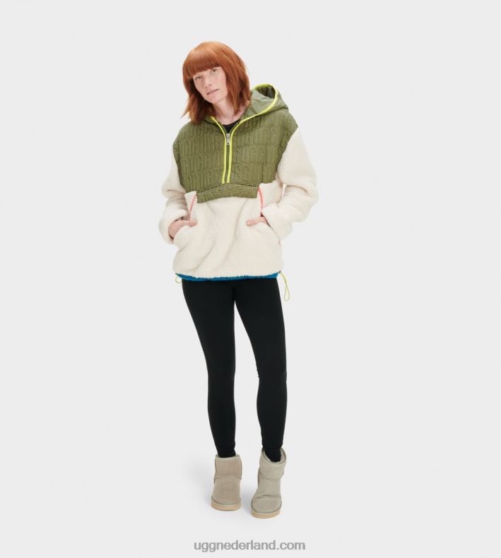 vrouwen natuurlijke multi UGG iggy sherpa pullover met halve rits 686ZP2238