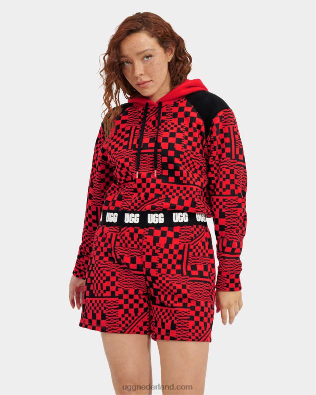vrouwen ontbranden / zwarte controles UGG mallory cropped hoodie geruit 686ZP1237