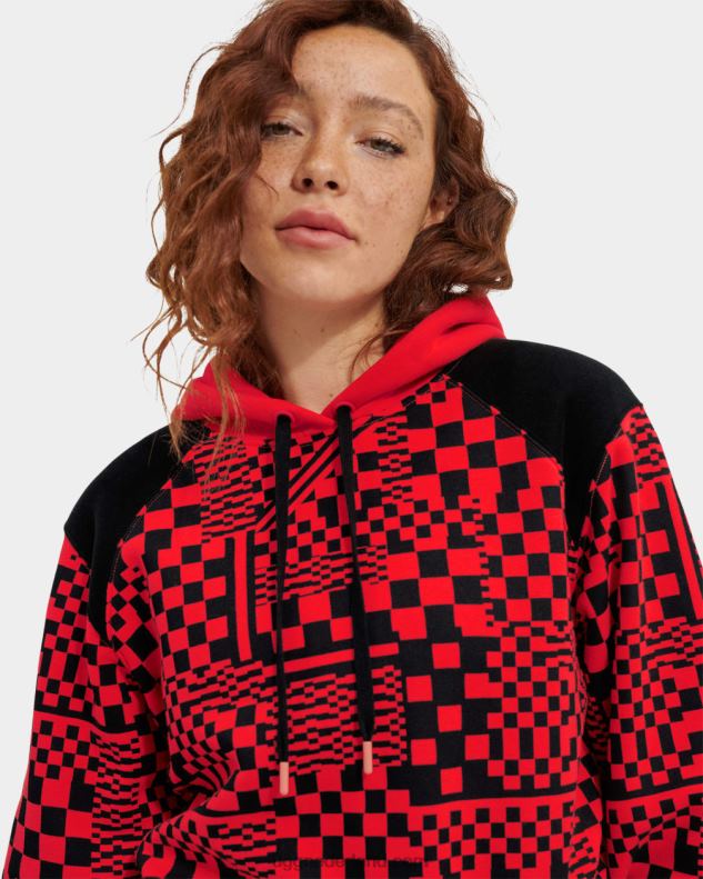 vrouwen ontbranden / zwarte controles UGG mallory cropped hoodie geruit 686ZP1237