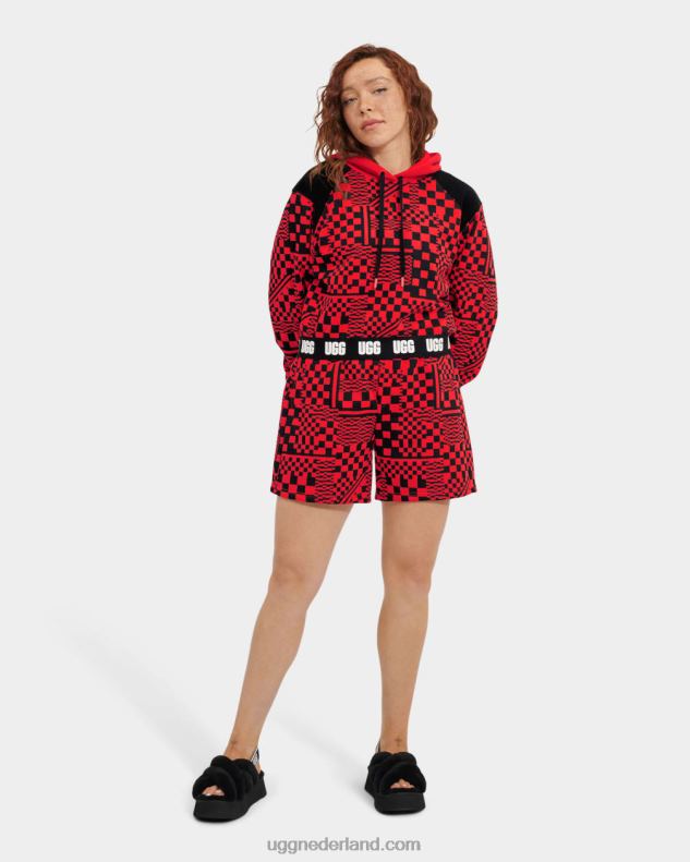 vrouwen ontbranden / zwarte controles UGG mallory cropped hoodie geruit 686ZP1237