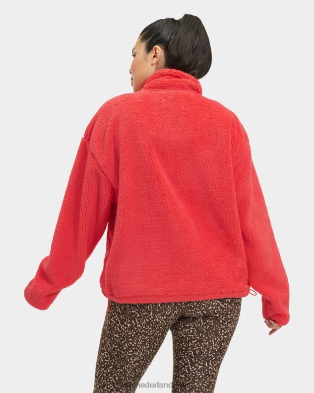 vrouwen rode bes UGG atwell sherpa pullover met halve drukknopen 686ZP151